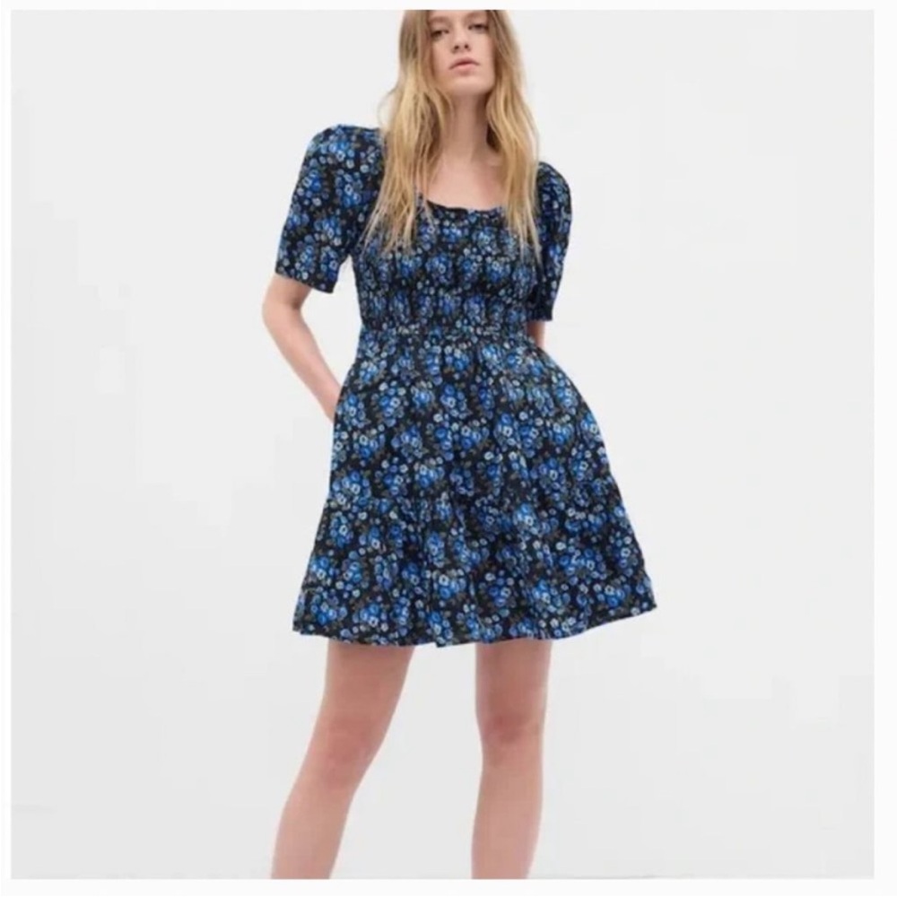 Gap Puff Sleeved Smocked Floral Mini Dress XL NWT